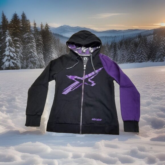 Ski-Doo Tops - ✅Ski-Doo BRP Womens Hoodie Full Zip Hooded Sweatshirt Black/Purple Size SMALL